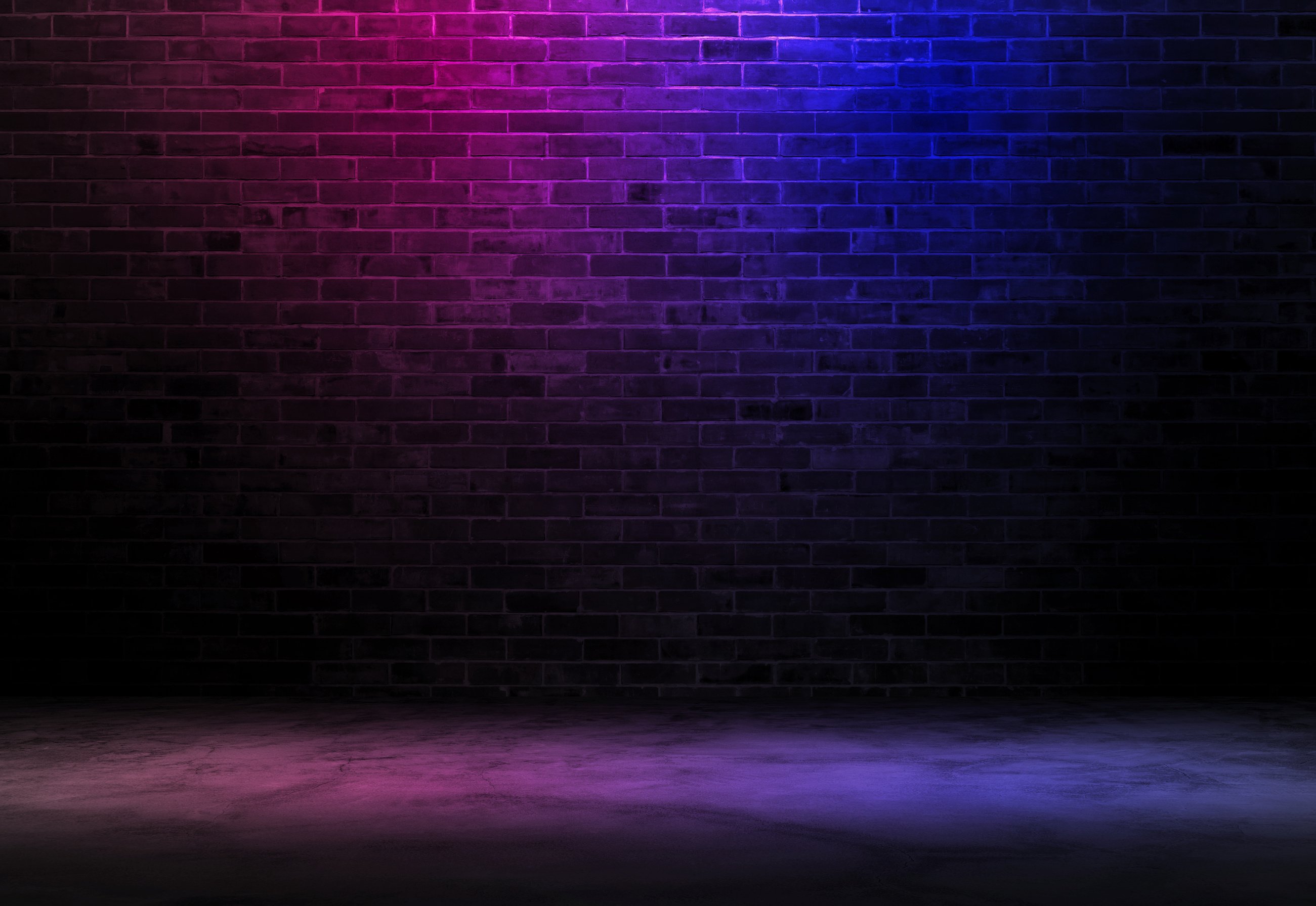 Brick Wall Background with Neon Lights